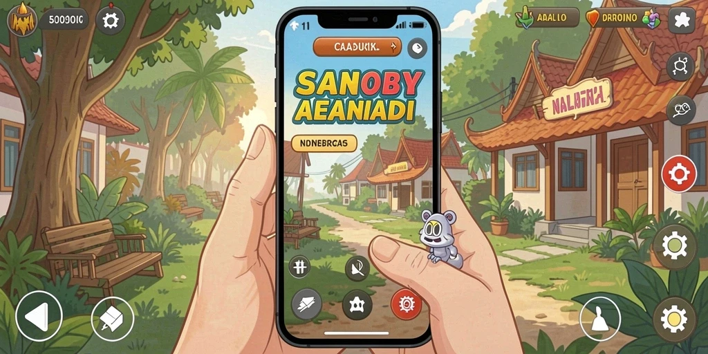 Screenshot menunjukkan karakter utama yang sedang beraksi.